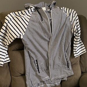 Chico's Black and White Striped Kids Swim Cover-Up